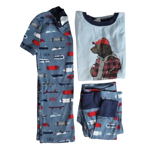 2/$15 Saint Eve Kids Skater 3 PC PJ Set Blue Size 8 Pants 2 Short Sleeve Shirts - Picture 11 of 11
